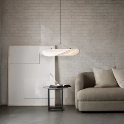 Lámpara colgante LED Tense de New Works, Ø 70 cm, blanca