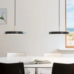 Lámpara colgante LED UMAGE Asteria Mini, antracita/latón Ø 31 cm