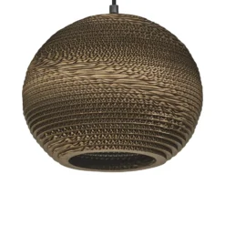 Lámpara colgante LEDVANCE Ball, Ø 26 cm, marrón, cartón ondulado, E27