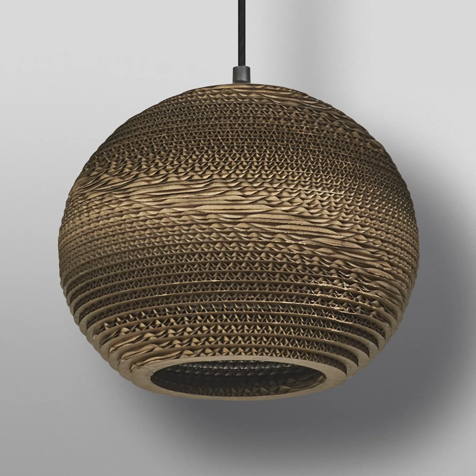 Lámpara colgante LEDVANCE Ball, Ø 26 cm, marrón, cartón ondulado, E27