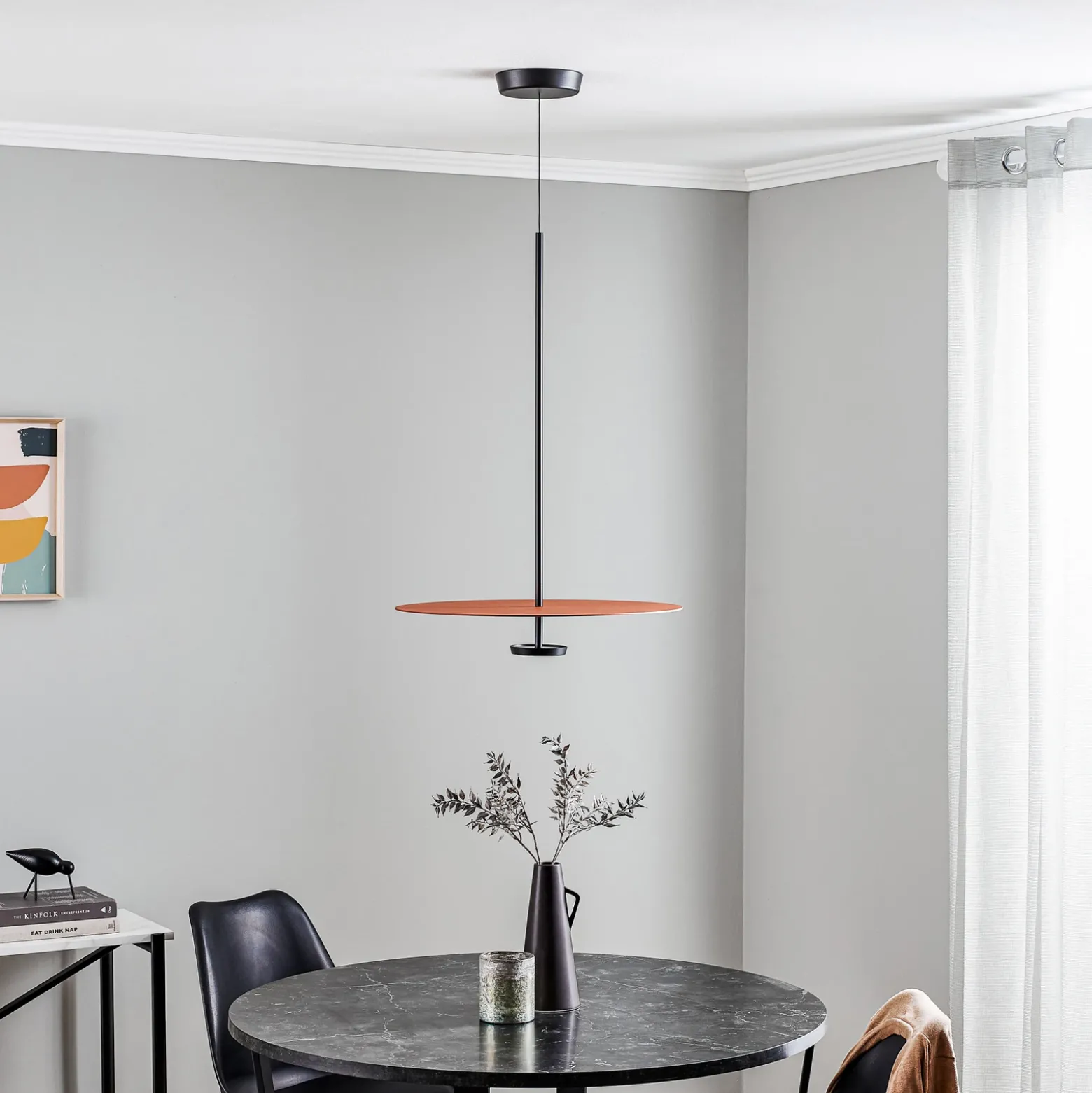 Lámpara colgante LED Vibia Flat 1 luz Ø 55 cm terracota