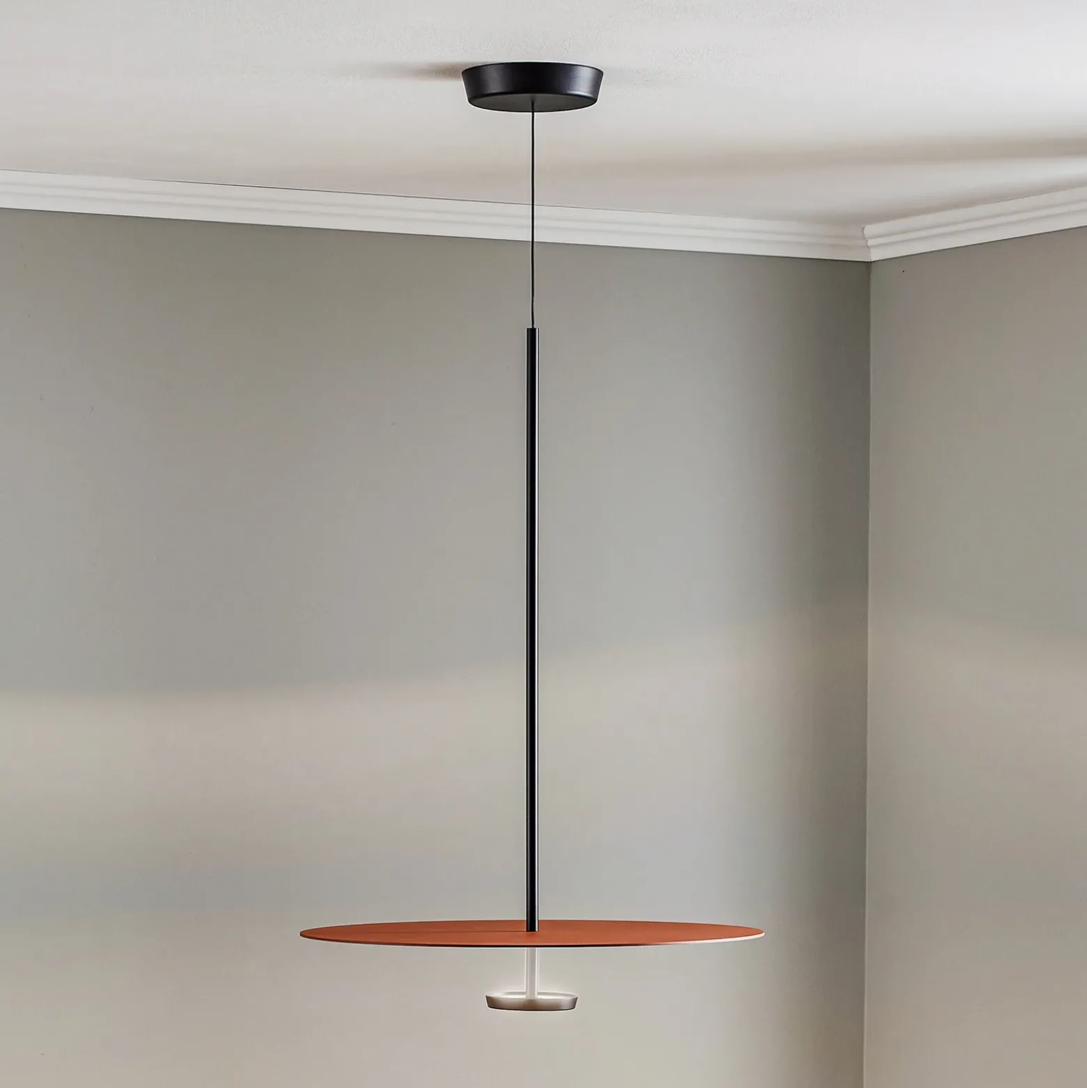 Lámpara colgante LED Vibia Flat 1 luz Ø 55 cm terracota