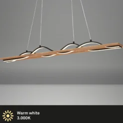 Lámpara colgante LED Vinka, de 2 luces, 98 cm de longitud, color madera