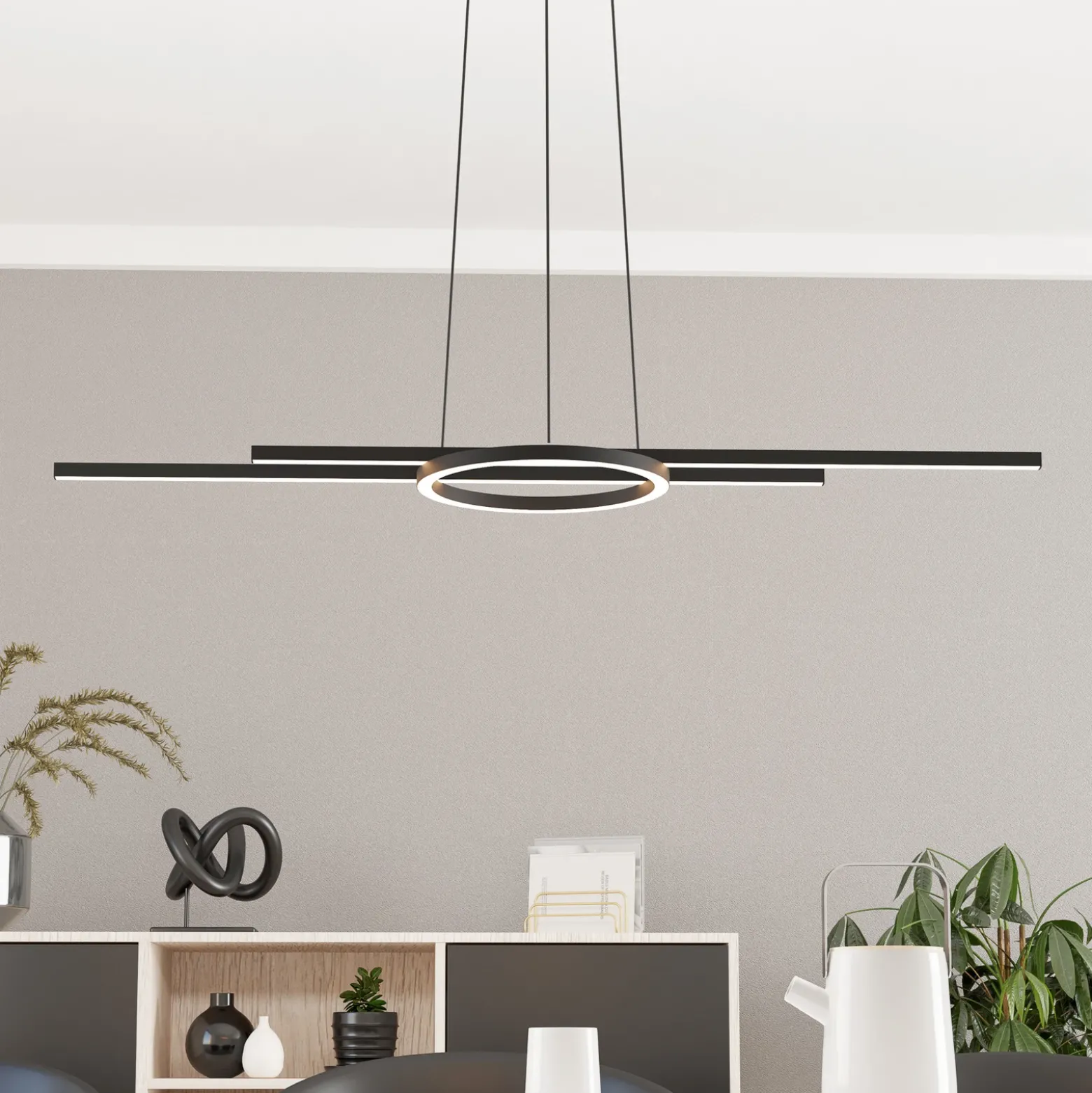 Lámpara colgante LED Zillerio-Z negro ZigBee CCT Dime