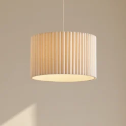 Lámpara colgante Libbie de Lindby, Ø 45 cm, lino, color crema