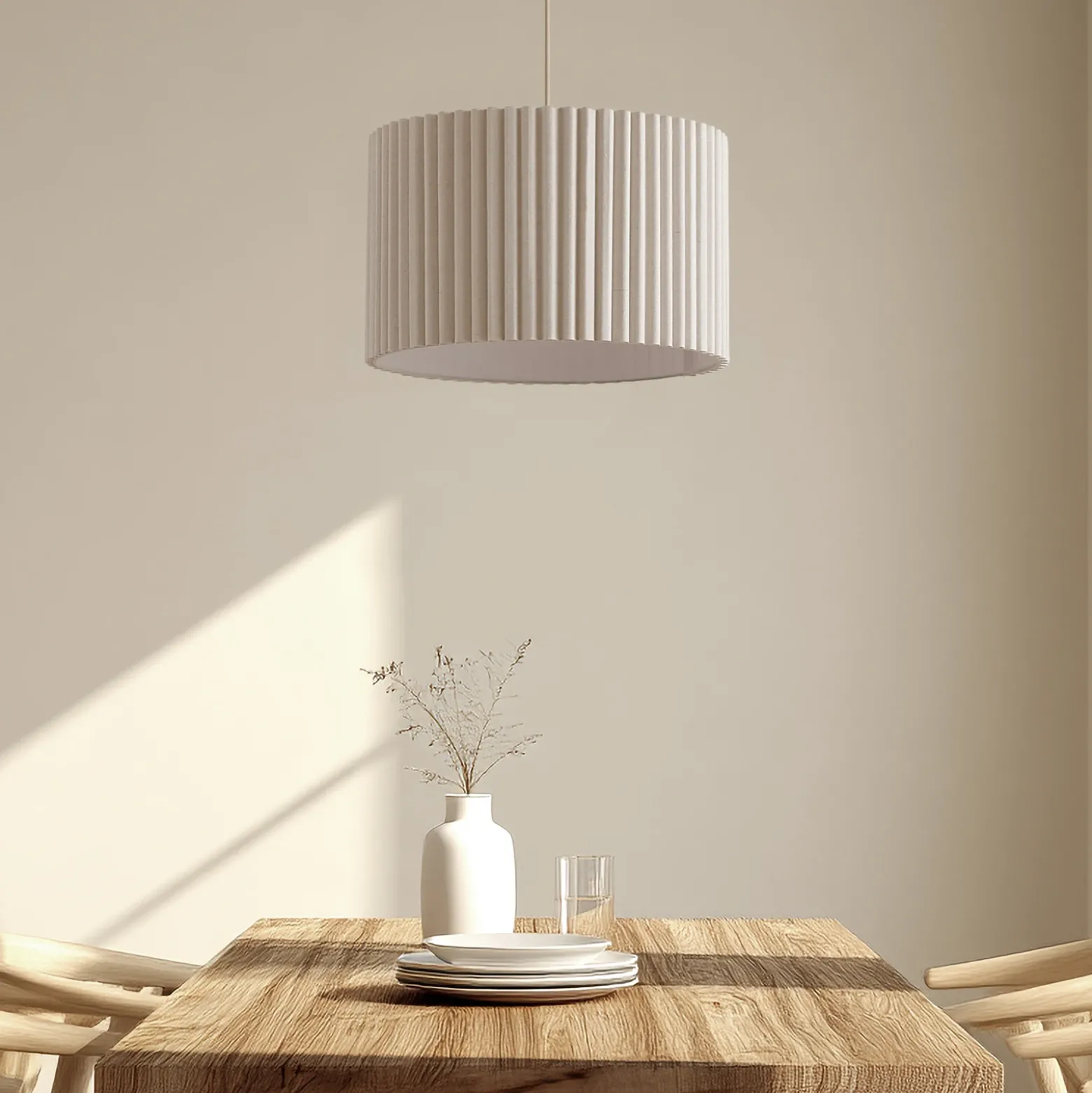 Lámpara colgante Libbie de Lindby, Ø 45 cm, lino, color crema