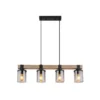 Lámpara colgante Lila con barras de madera 4 luces