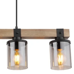 Lámpara colgante Lila con barras de madera 4 luces