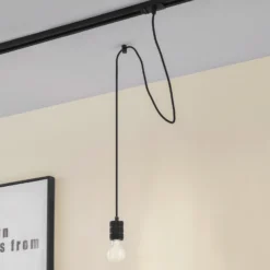 Lámpara colgante Linaro de Lindby, Ø 4,6 cm, negra, monofásica, E27