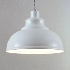 Lámpara colgante Lindby Albertine, 29 cm, blanca, metal