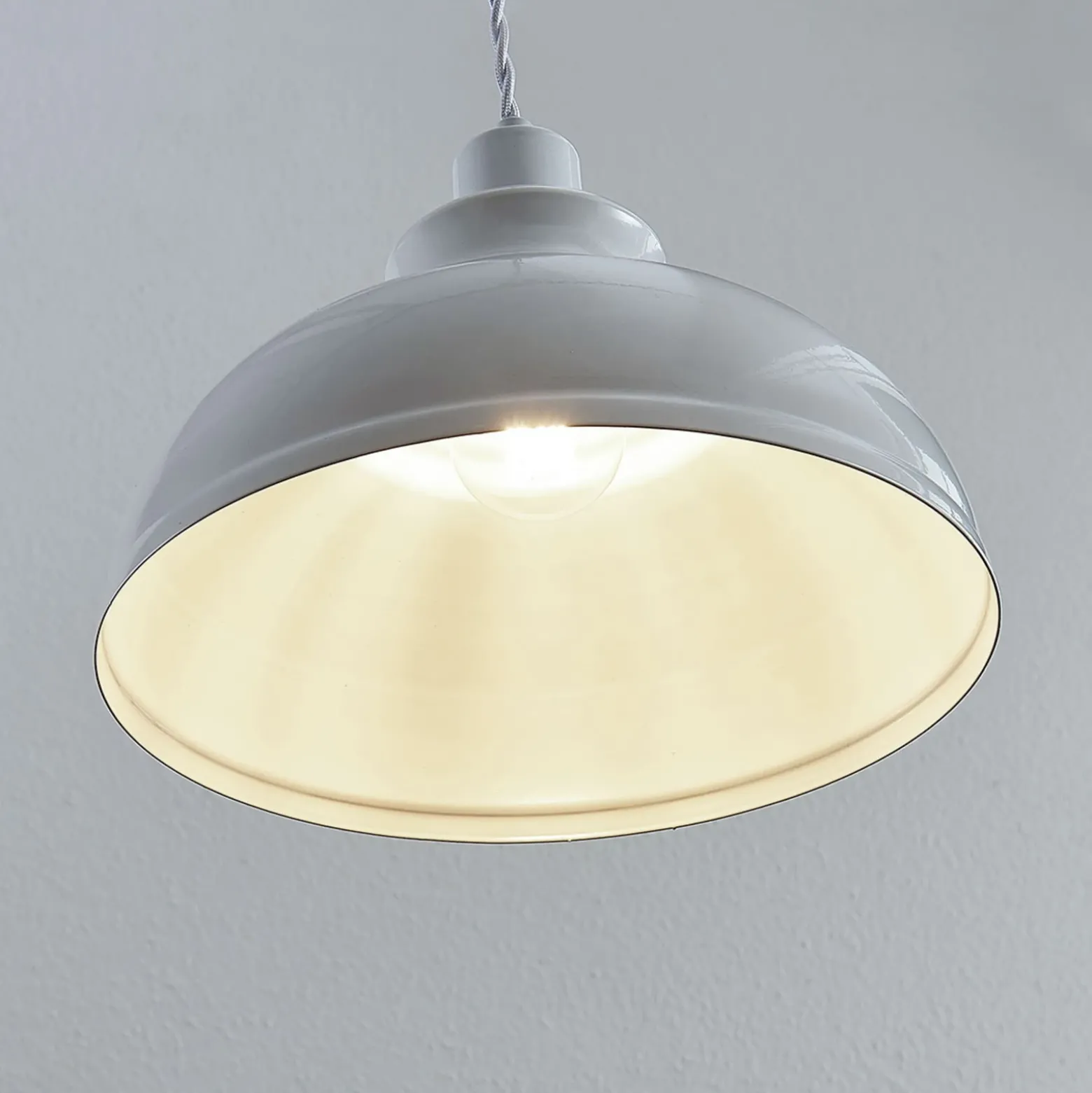 Lámpara colgante Lindby Albertine, 29 cm, blanca, metal