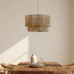 Lámpara colgante Lindby Anuva, Ø 45 cm, beige, papel, E27
