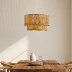 Lámpara colgante Lindby Anuva, Ø 45 cm, beige, papel, E27