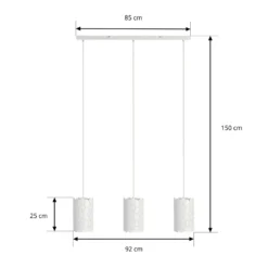 Lámpara colgante Lindby Aralena, blanca, 3 luces, longitud 92 cm