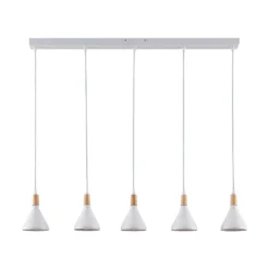 Lámpara colgante Lindby Arina, 100 cm, blanca, 5 luces, E14