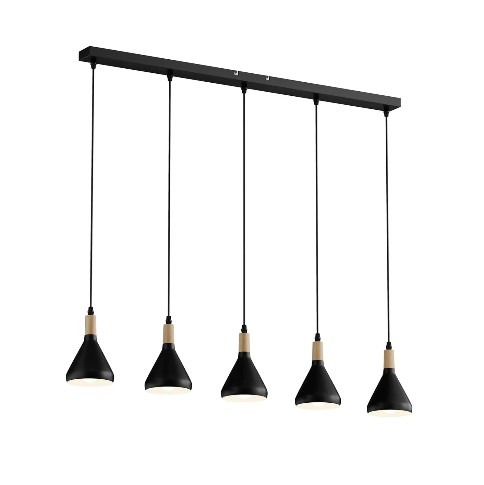 Lámpara colgante Lindby Arina, 100 cm, negra, 5 luces