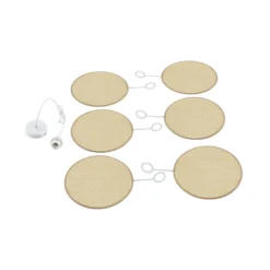 Lámpara colgante Lindby Astraia, natural/blanco, ratán, Ø 80 cm