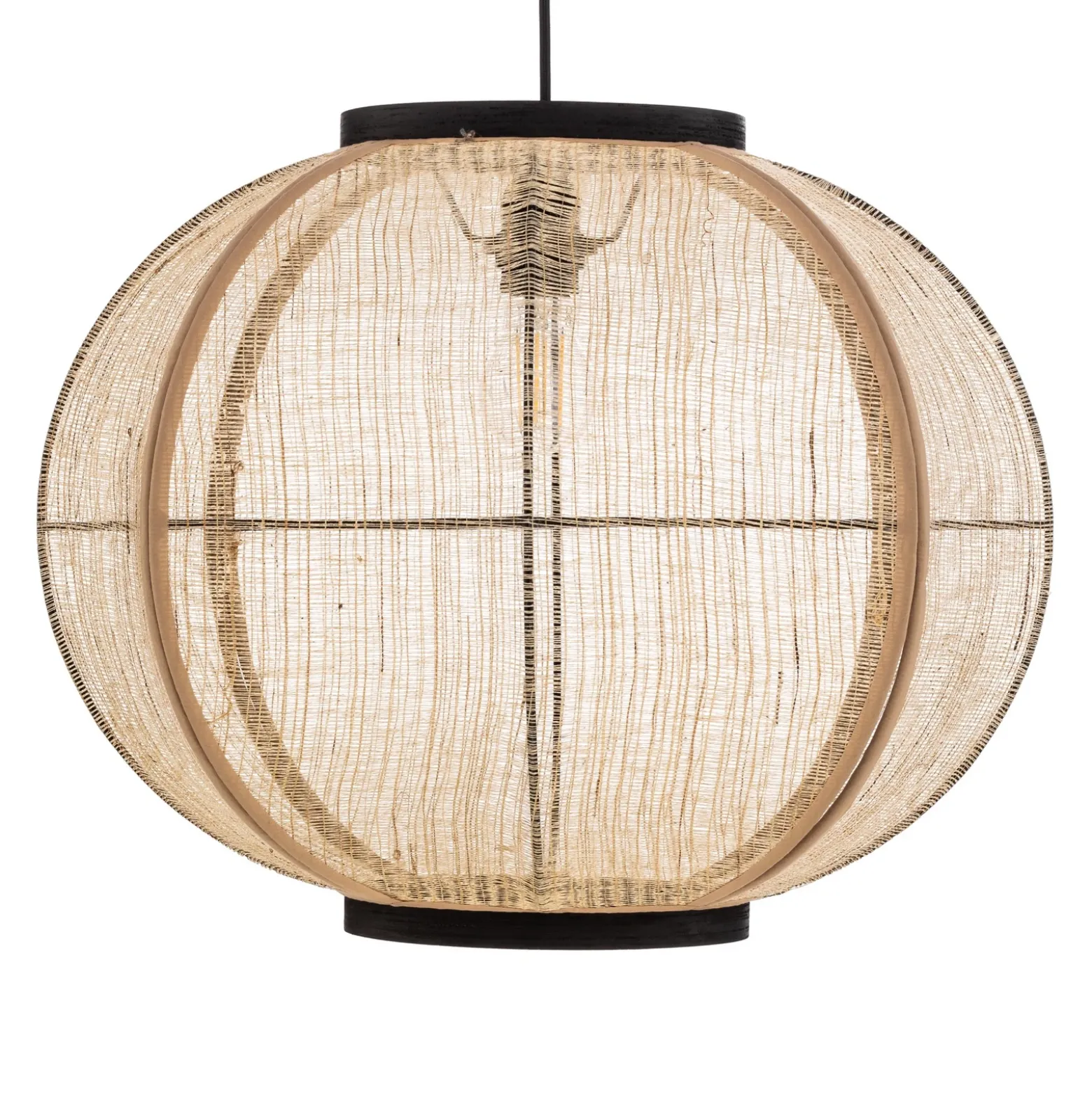Lámpara colgante Lindby Aurinil, color madera, lino, Ø 48cm, E27