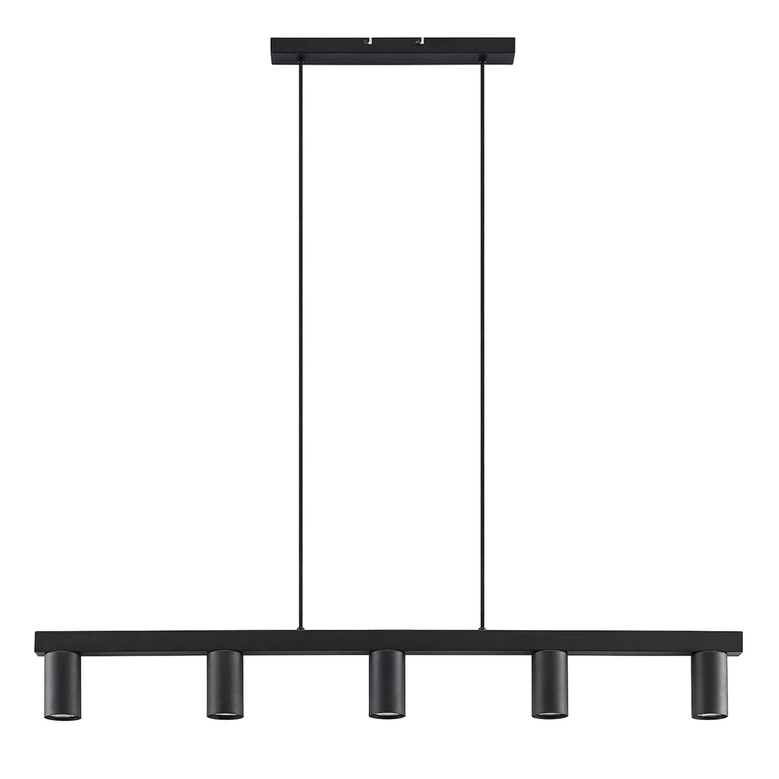 Lámpara colgante Lindby Baliko, negra, 116 cm, 5 luces, GU10