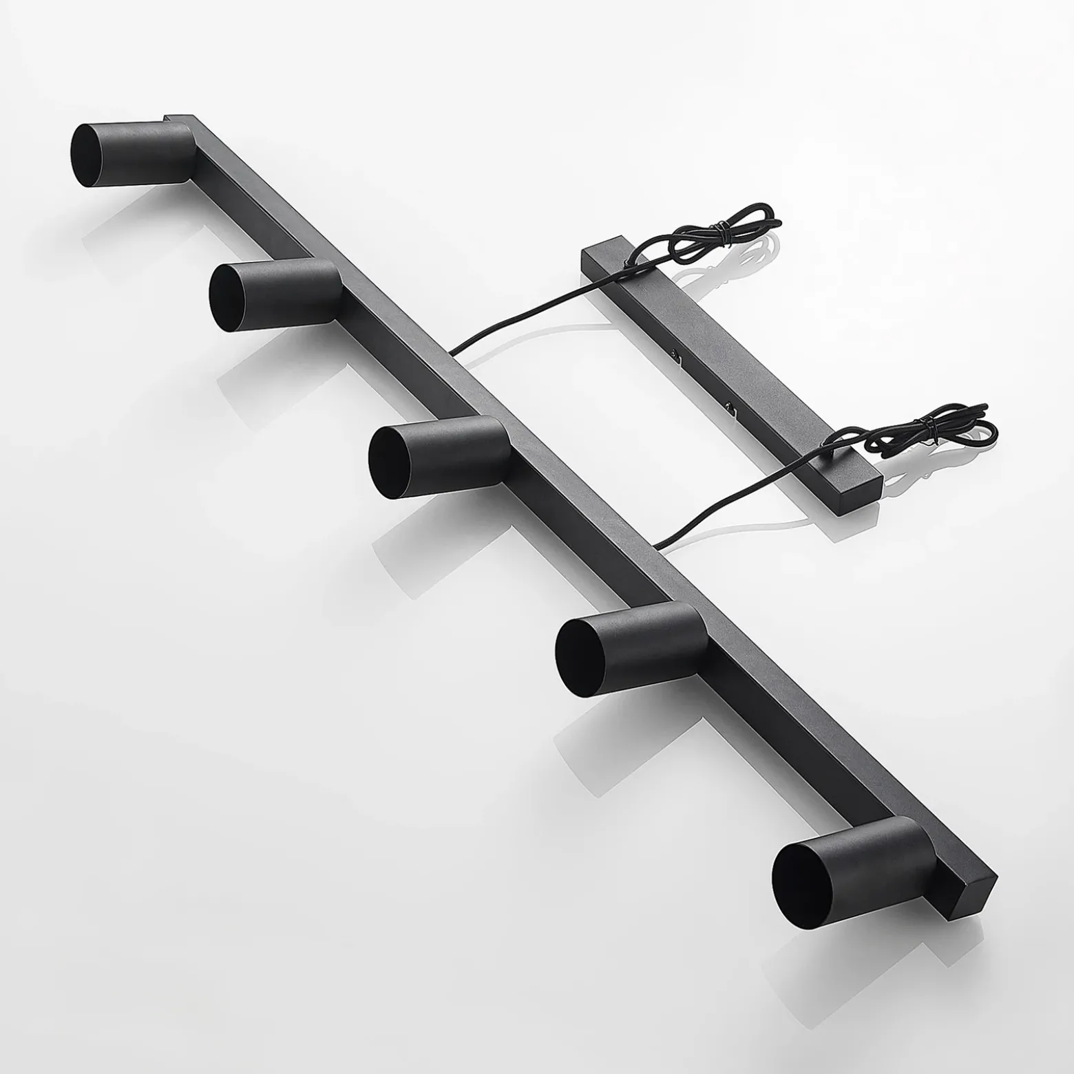 Lámpara colgante Lindby Baliko, negra, 116 cm, 5 luces, GU10
