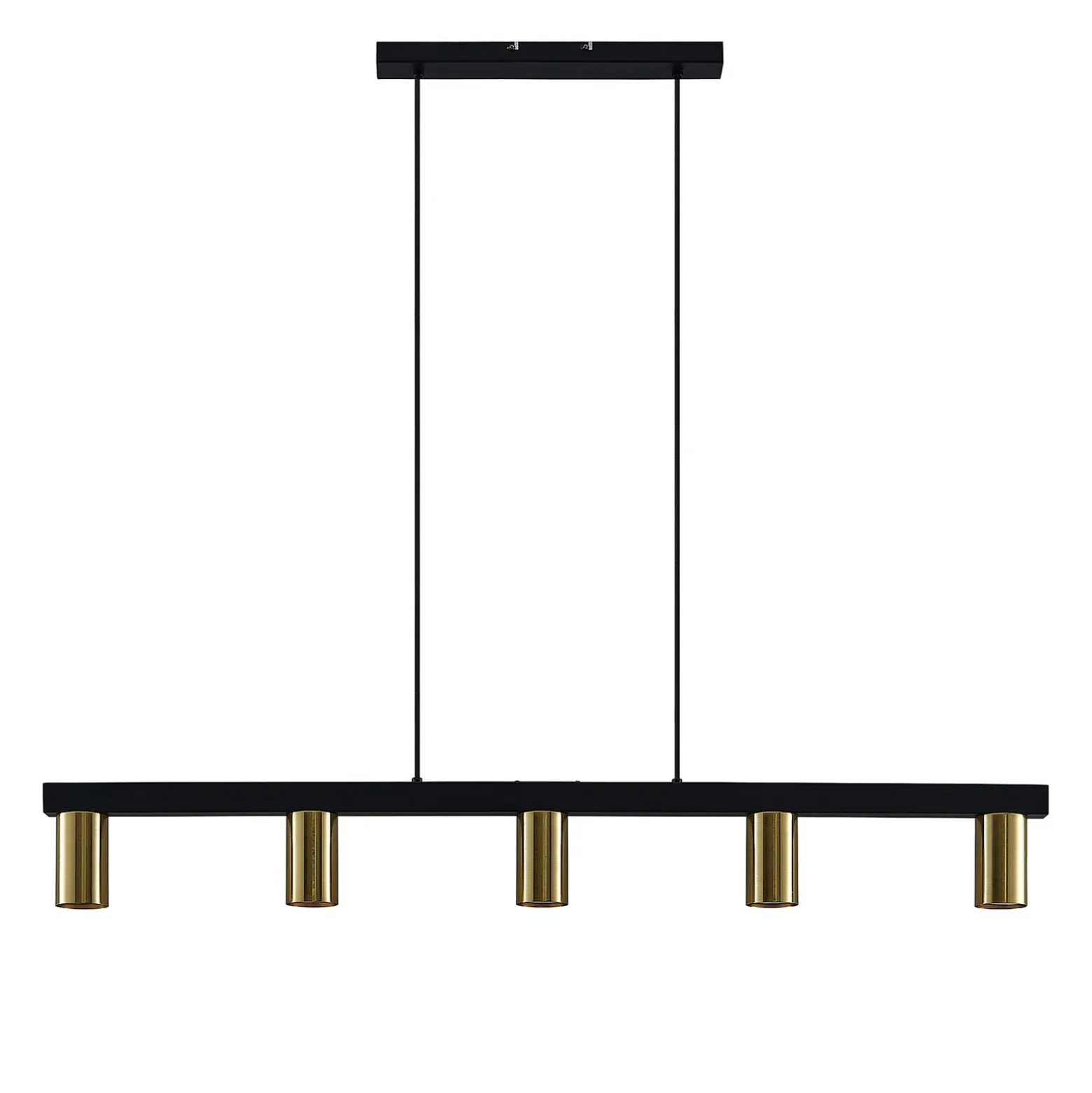 Lámpara colgante Lindby Baliko, negro/latón, 5 luces, GU10