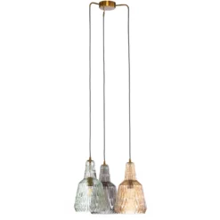 Lámpara colgante Lindby Belarion, multicolor, 3 luces, Ø 55 cm