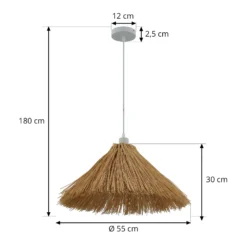 Lámpara colgante Lindby Borys, Ø 55 cm, seagrass, E27