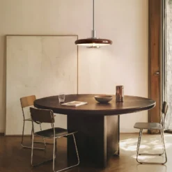 Lámpara colgante Lindby Branford, estilo retro, Ø 35 cm, marrón, metal