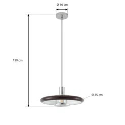 Lámpara colgante Lindby Branford, estilo retro, Ø 35 cm, marrón, metal
