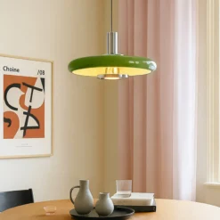 Lámpara colgante Lindby Branford, estilo retro, Ø 35 cm, verde, metal