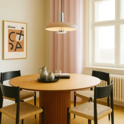 Lámpara colgante Lindby Branford, estilo retro, Ø 35 cm, beige, metal