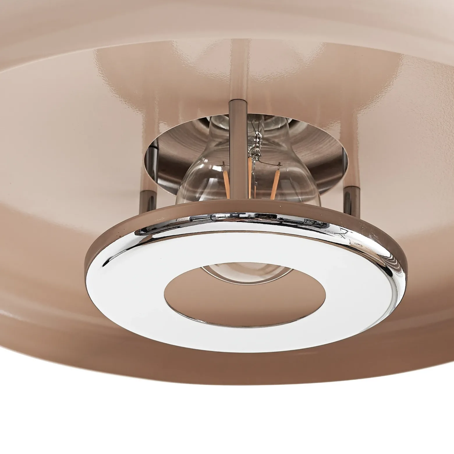 Lámpara colgante Lindby Branford, estilo retro, Ø 35 cm, beige, metal