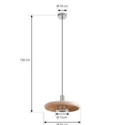 Lámpara colgante Lindby Branford, estilo retro, Ø 35 cm, beige, metal