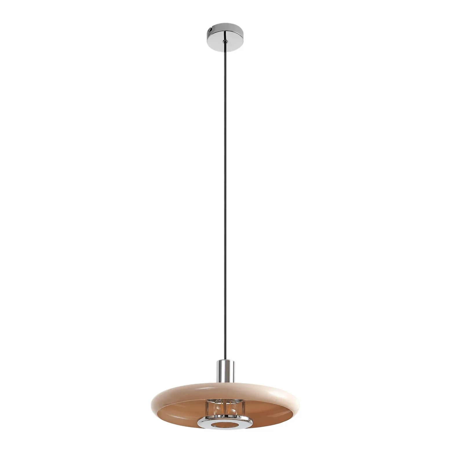 Lámpara colgante Lindby Branford, estilo retro, Ø 35 cm, beige, metal