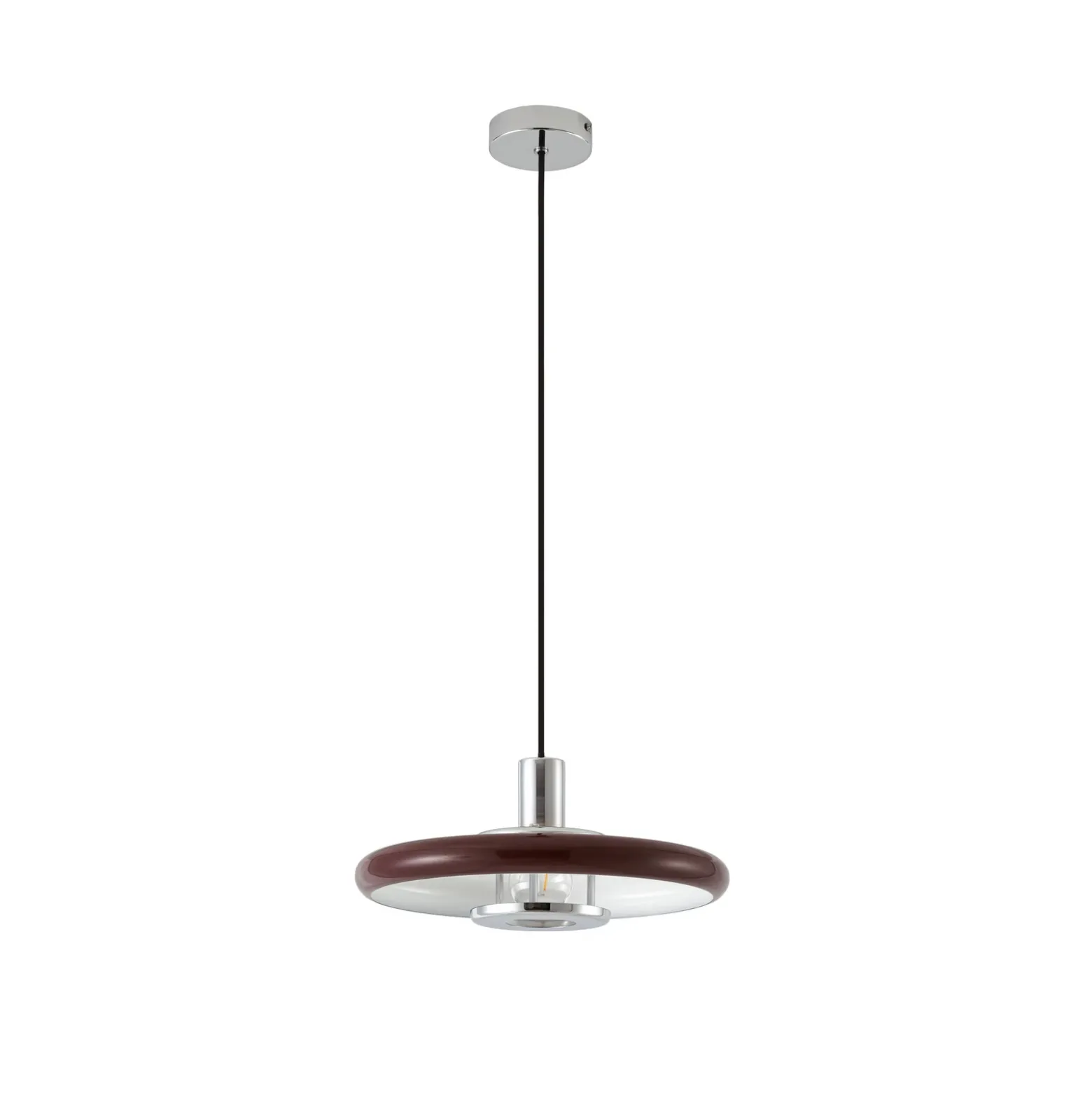 Lámpara colgante Lindby Branford, estilo retro, Ø 35 cm, color burdeos, metal