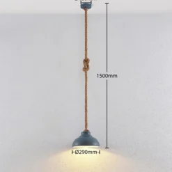 Lámpara colgante Lindby Chaby, Ø 29 cm, 1 luz, metal, cuerda