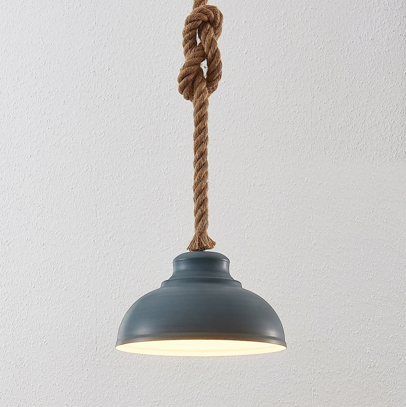Lámpara colgante Lindby Chaby, Ø 29 cm, 1 luz, metal, cuerda