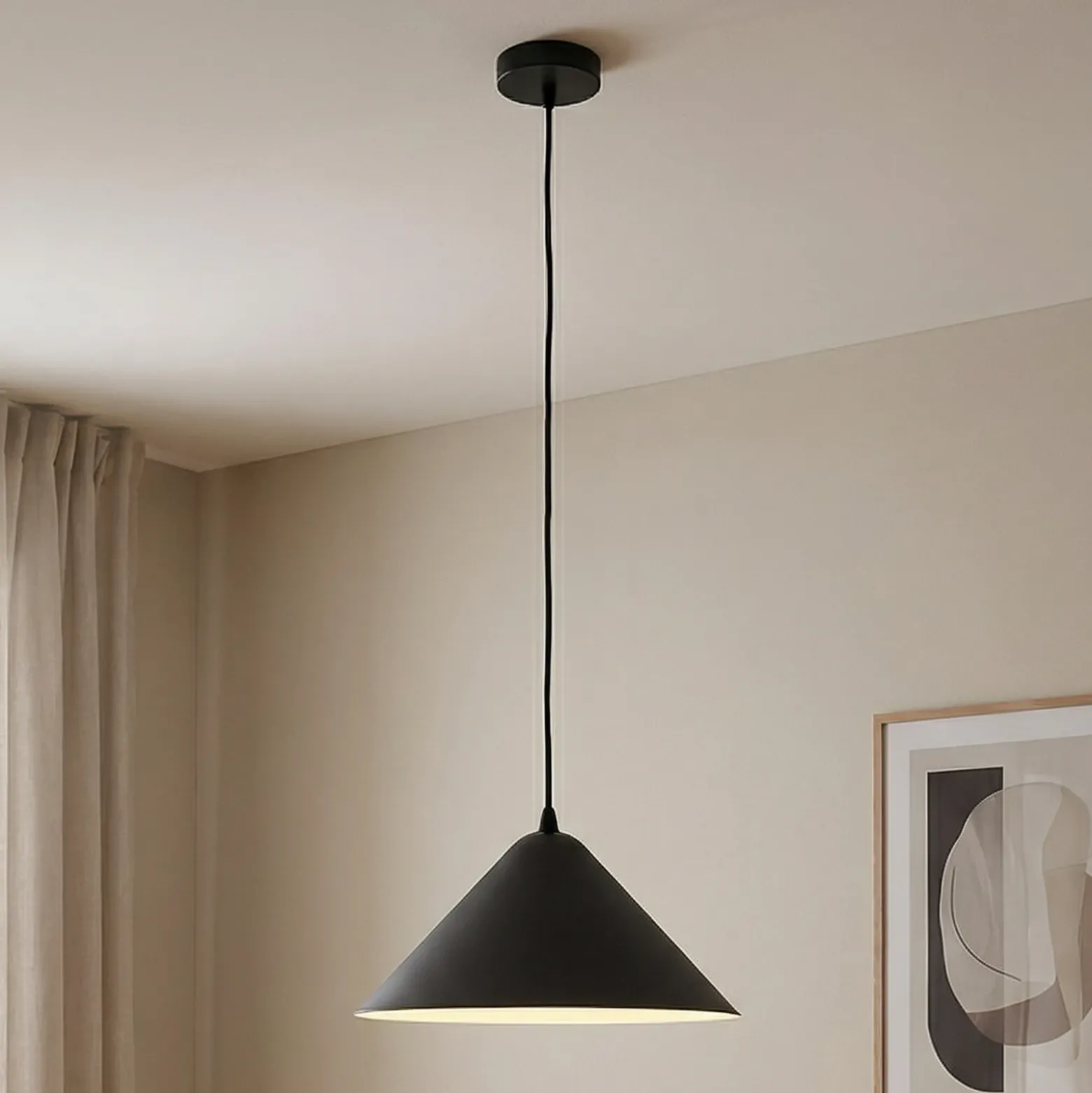 Lámpara colgante Lindby Clarine, negro/blanco, Ø 32 cm, metal
