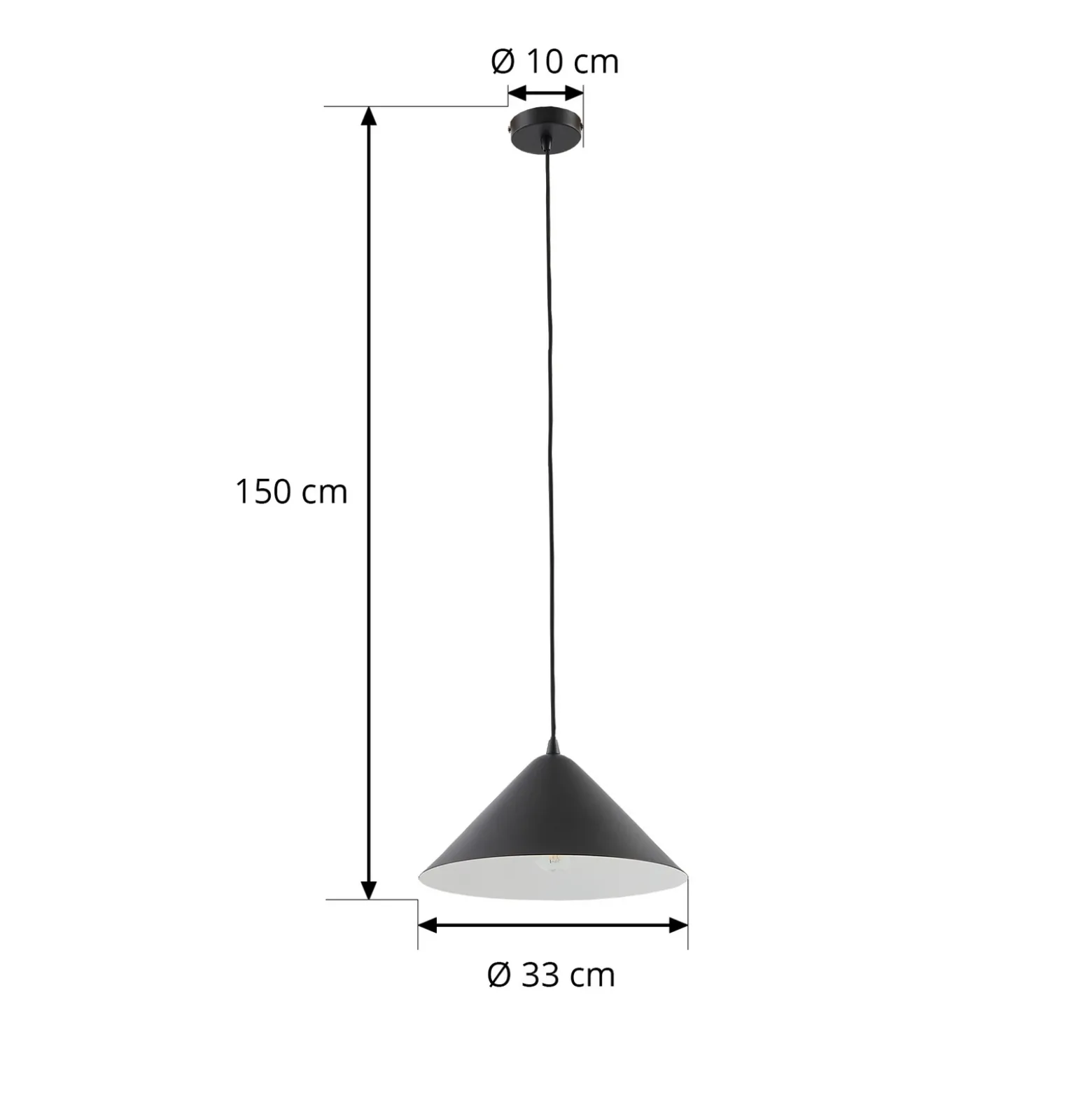 Lámpara colgante Lindby Clarine, negro/blanco, Ø 32 cm, metal