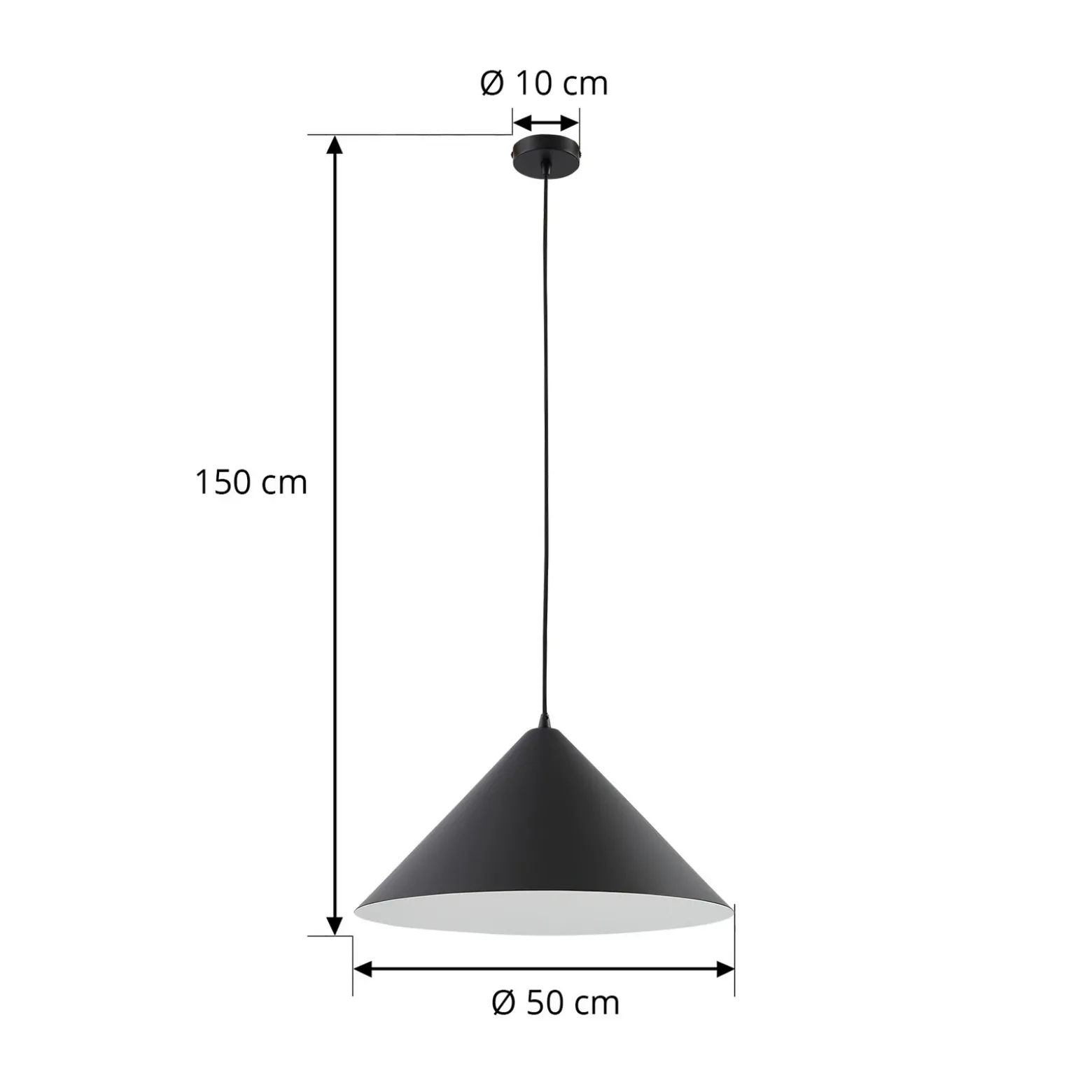 Lámpara colgante Lindby Clarine, blanco/negro, Ø 50 cm, metal