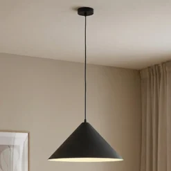 Lámpara colgante Lindby Clarine, blanco/negro, Ø 50 cm, metal