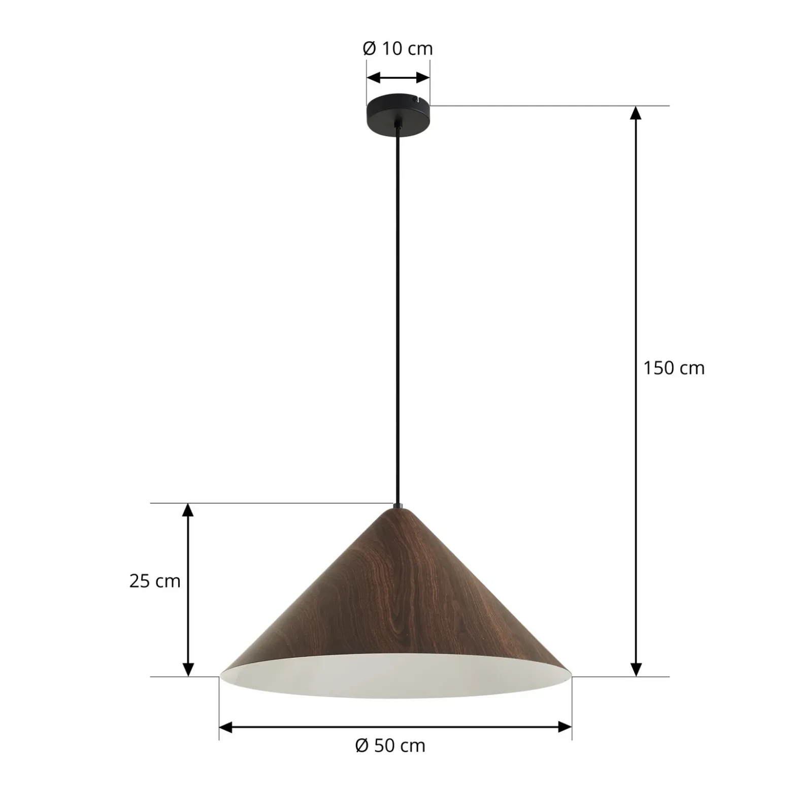Lámpara colgante Lindby Clarine, nogal, Ø 50 cm, metal