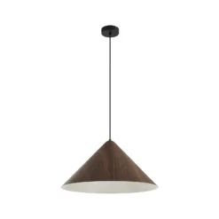 Lámpara colgante Lindby Clarine, nogal, Ø 50 cm, metal