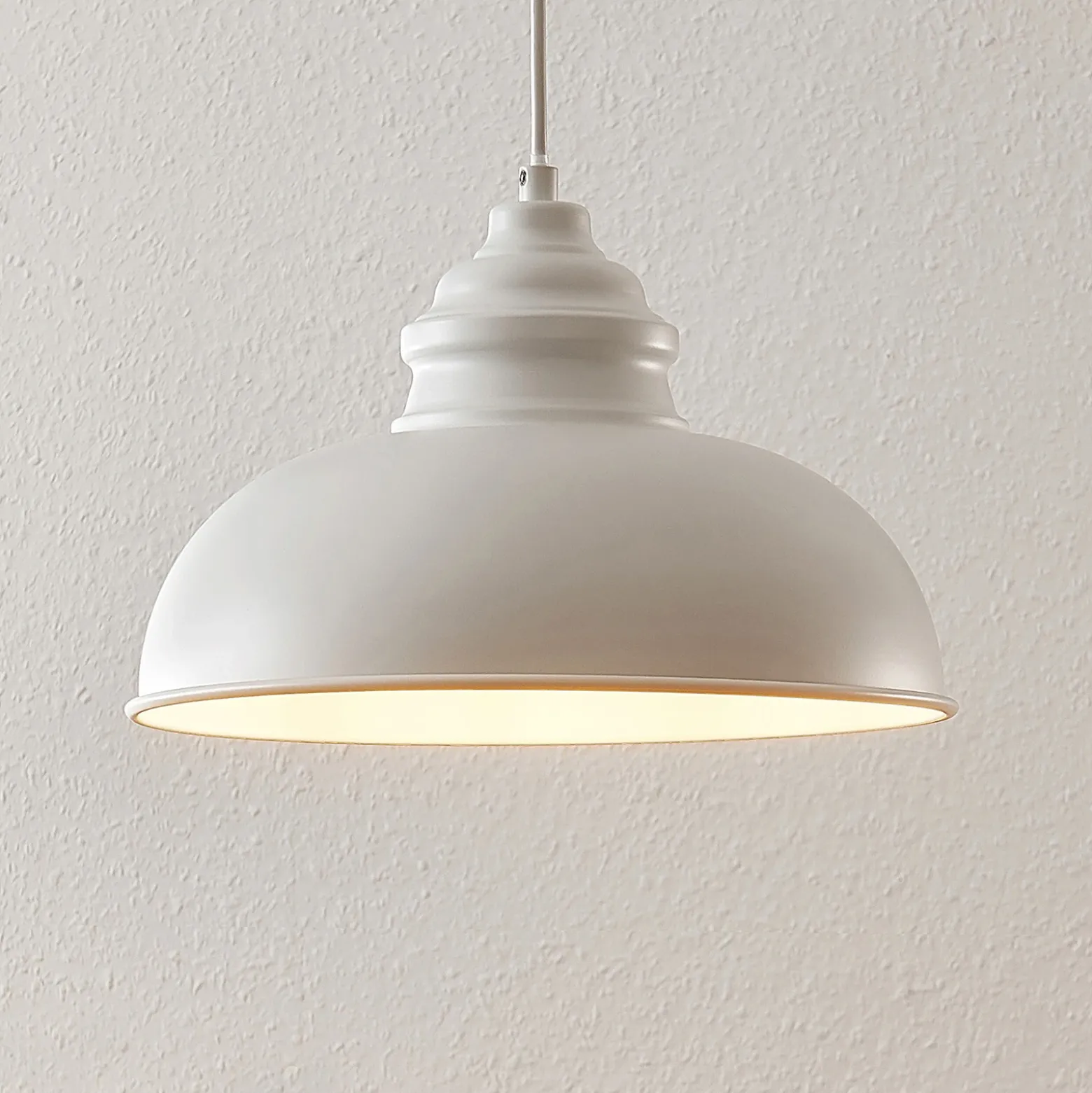 Lámpara colgante Lindby Cliona, blanca, metal, Ø 31 cm, E27