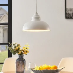 Lámpara colgante Lindby Cliona, blanca, metal, Ø 31 cm, E27