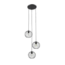 Lámpara colgante Lindby Danika, redonda, Ø 50 cm, negra, metal