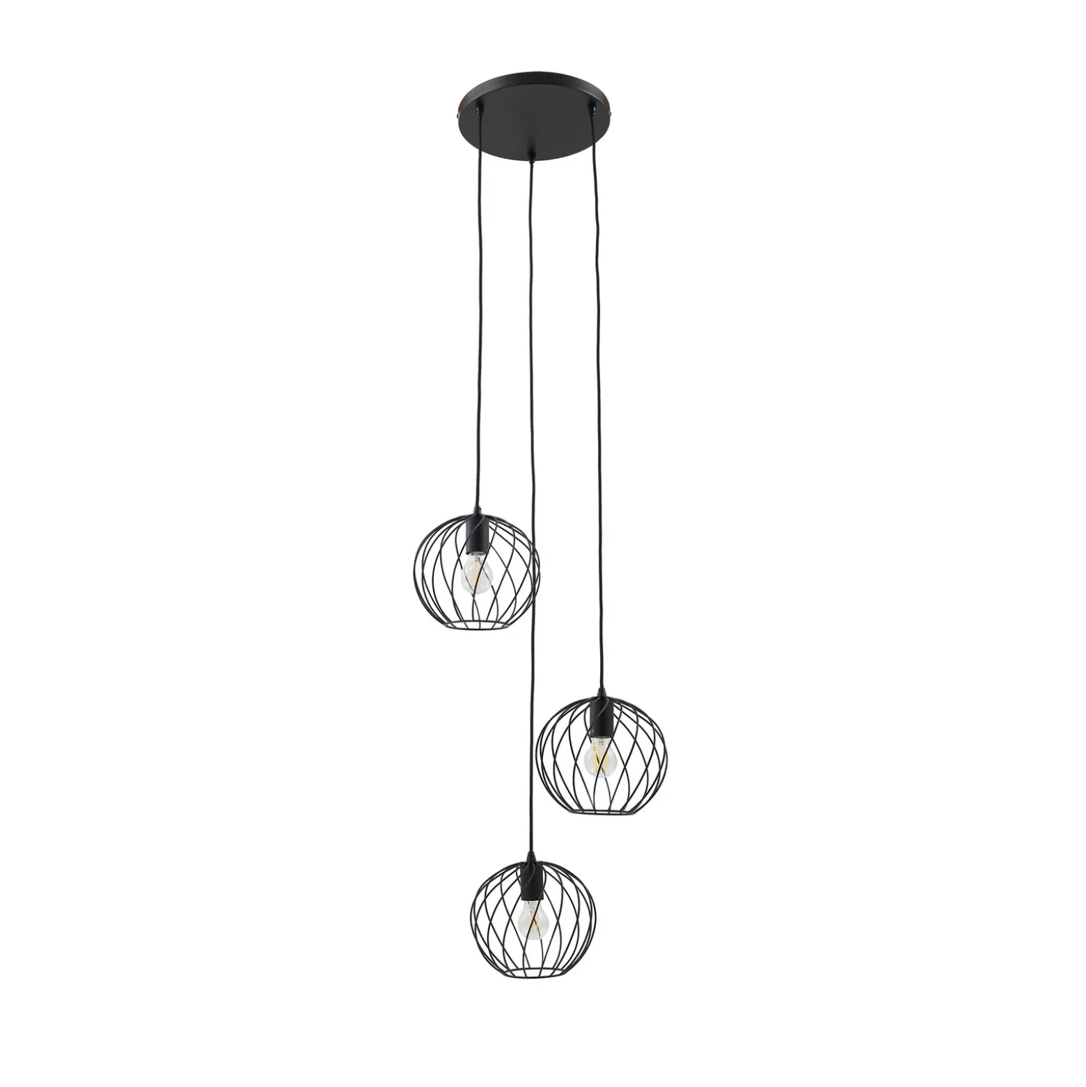Lámpara colgante Lindby Danika, redonda, Ø 50 cm, negra, metal