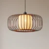 Lámpara colgante Lindby Davella, Ø 50 cm, bambú, textil
