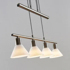 Lámpara colgante Lindby Delira, níquel de 4 luces, regulable en altura