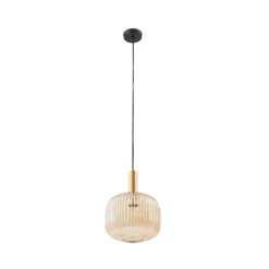 Lámpara colgante Lindby Doroteo, 25 cm, 1 luz, ámbar, cristal